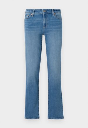Lyseblå denimjeans med rett ben, fem lommer og knappeåpning. Myk tekstur med subtile slitasjeeffekter.