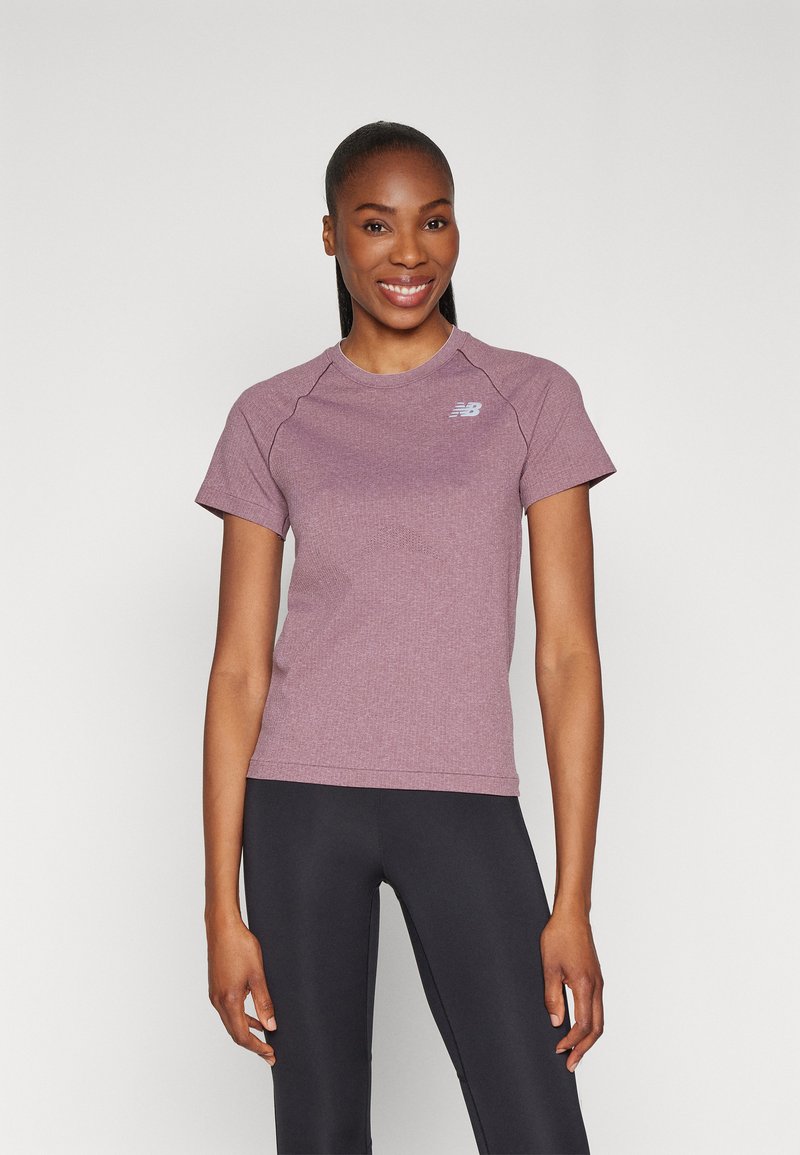New Balance SLIM - Športne majice - licorice heather (214)
