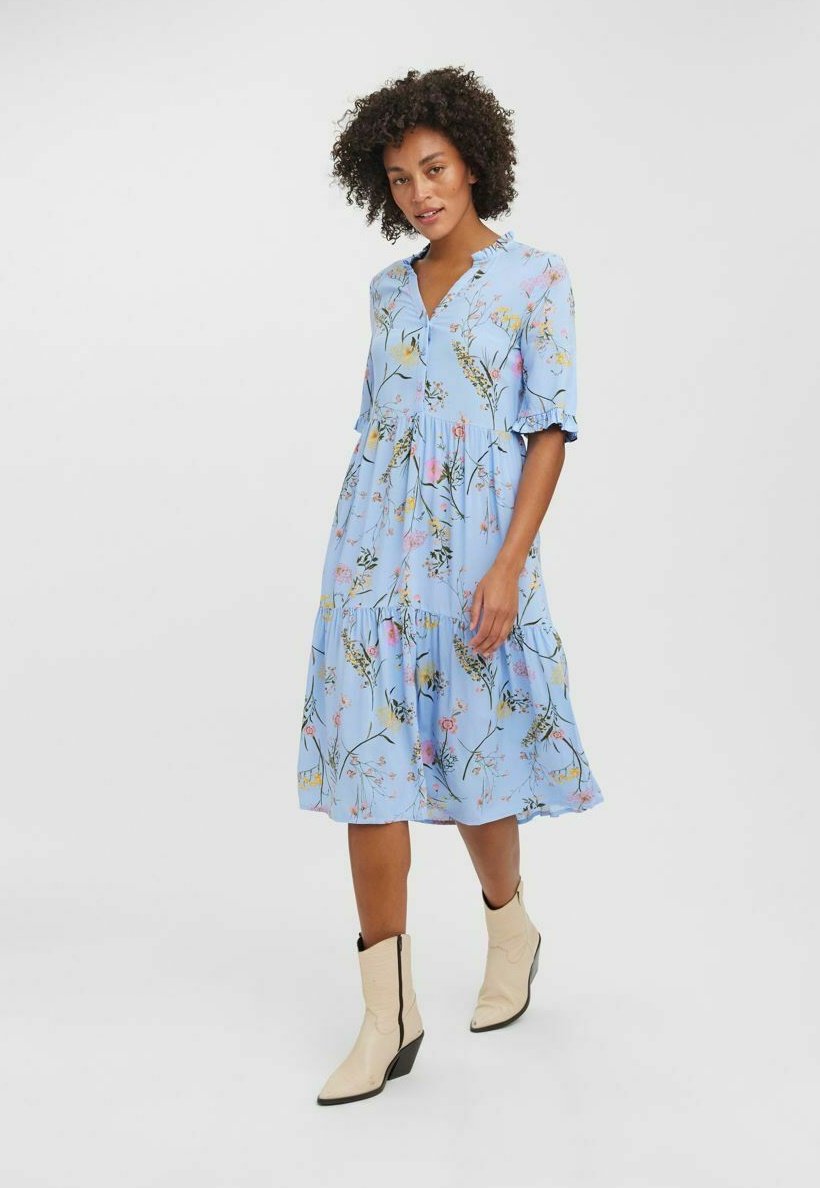 Vero Moda V-AUSSCHNITT - Blousejurk - blue bell/blauw - Zalando.be