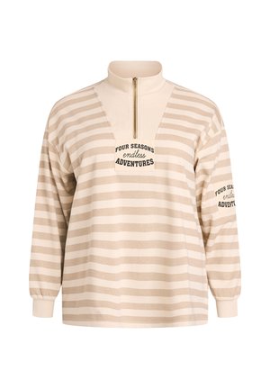GESTREIFTES MIT STEHKRAGEN UND REISSVERSCHLUSS - Svetrík - beige stripe