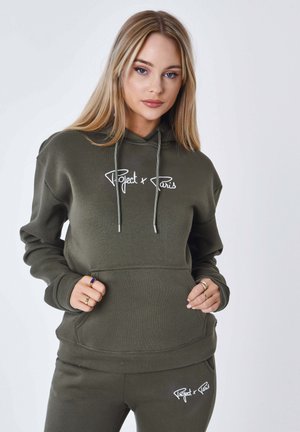 Felpa con cappuccio - olive