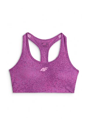 4F, 4F BIUSTONOSZ TRENINGOWY Z NISKIM WSPARCIEM DAMSKI - RÓŻOWY XS - Sport-bh met light support - pink allover