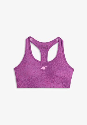 4F, 4F BIUSTONOSZ TRENINGOWY Z NISKIM WSPARCIEM DAMSKI - RÓŻOWY XS - Sport-bh met light support - pink allover