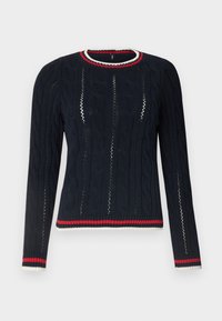 ONLKAYA LIFE O NECK - Pullover - navy/cloud dancer/high risk red