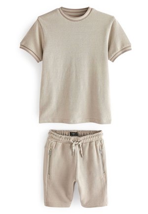 TEXTURED T-SHIRT AND SHORTS SET - Shortsit - cement stone