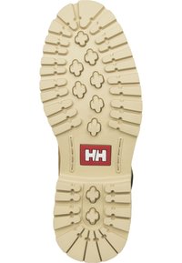 Beige värviga kummist väljatõmme, millel on muster, et tagada haarduvus, ning punane logo keskel. Tekstuuriga, vastupidav disain.