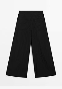 Massimo Dutti FLOWING PALAZZO WITH DARTS - Pantalon classique - black