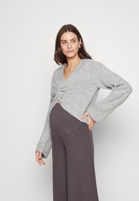 MAMALICIOUS - MLSVALA CROP - Strikkegenser - light grey Miniatyrbilde 1