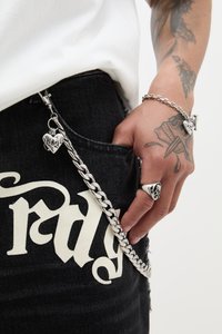 FLAMING HEART WALLET CHAIN UNISEX - Porte-clefs - silver-coloured