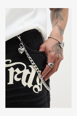FLAMING HEART WALLET CHAIN UNISEX - Porta-chaves - silver-coloured