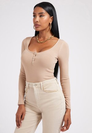 MIT SCHMUCKKNÖPFEN - Long sleeved top - beige