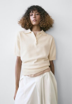 Massimo Dutti POLO NECK WITH SHORT SLEEVE - Jumper - beige