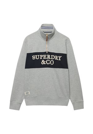 Superdry & Co, SUPERDRY COMPANY LOGO HALF ZIP SWEATSHIRT.. - Sudadera - grey marl eclipse navy