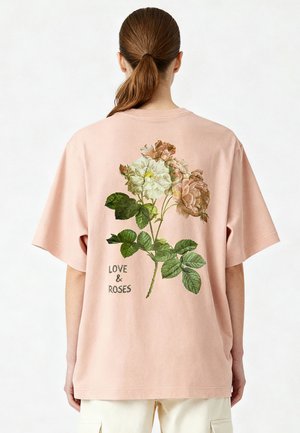 ROSES BACK HEAVYWEIGHT - Triko s potiskem - light pink