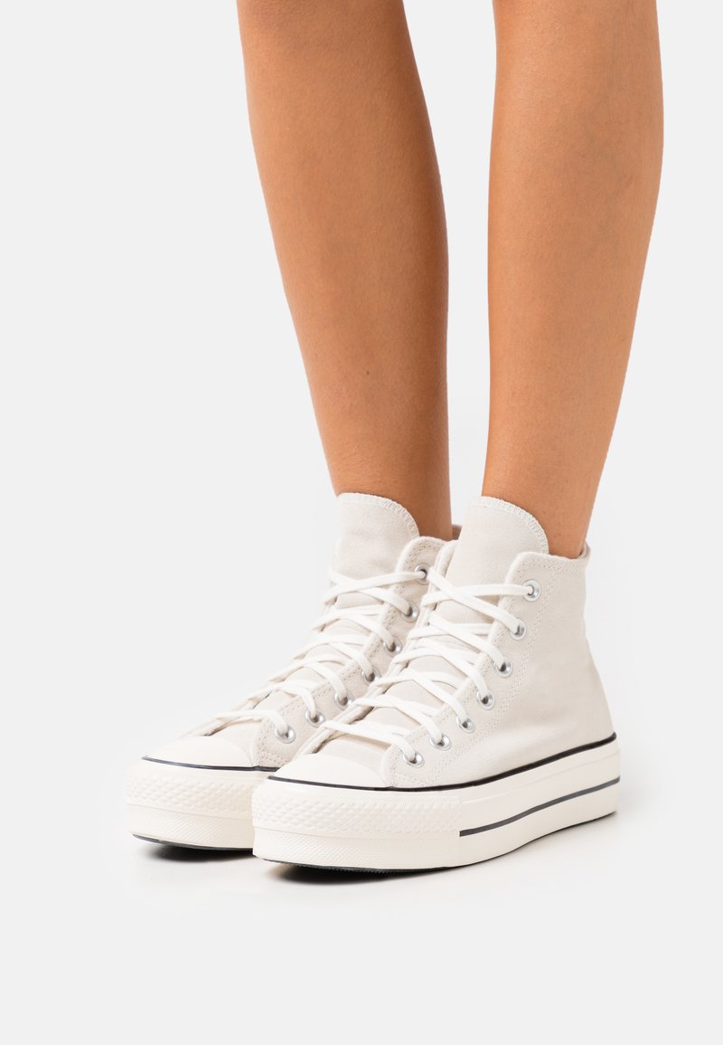 Converse CHUCK TAYLOR ALL STAR LINED PLATFORM - Høye joggesko - egret/black