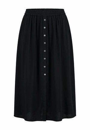 Angel of Style, MAXI SKIRT, DECORATIVE BUTTON PLACKET AND SLIT - A-snit nederdel - black