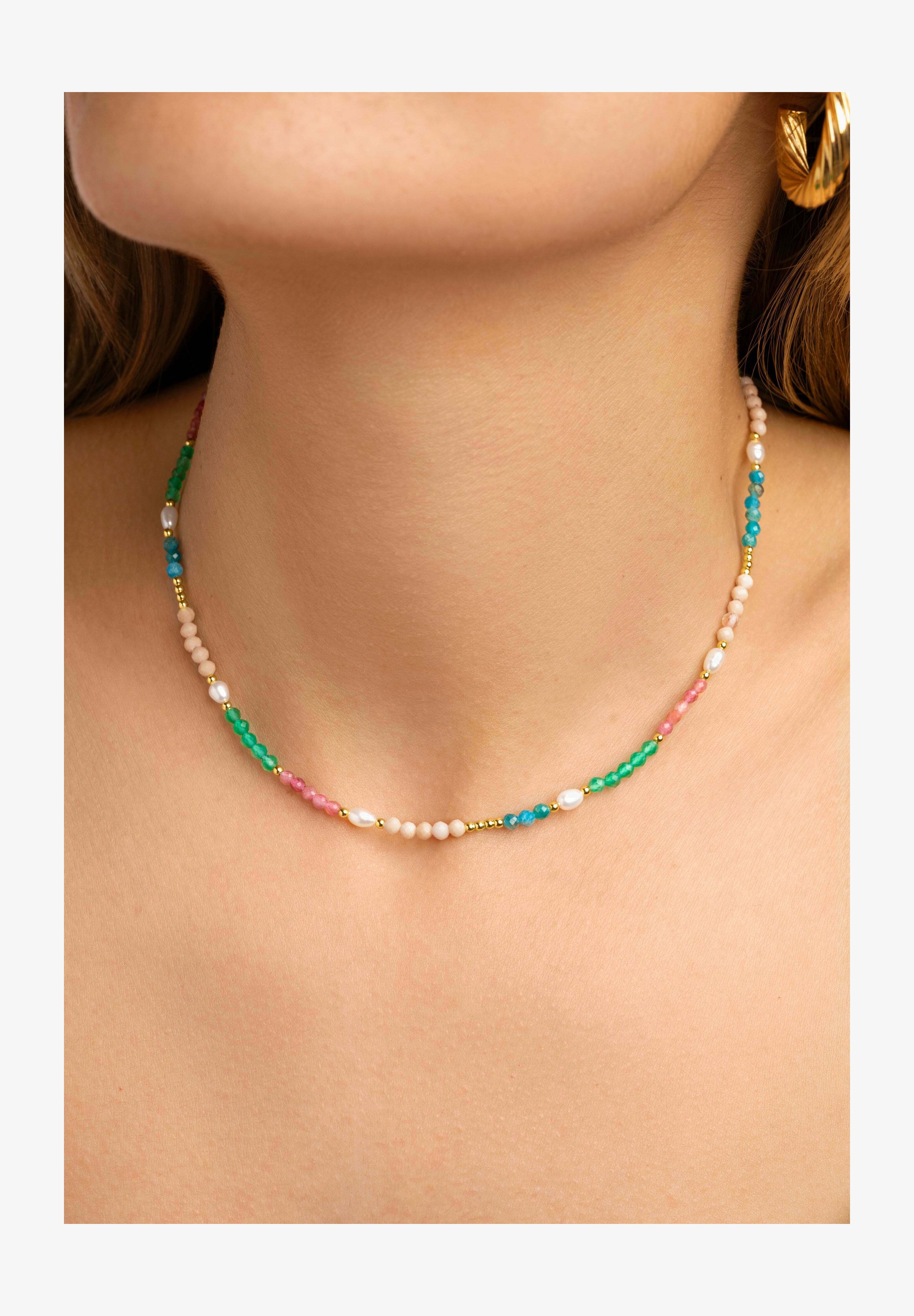 Bracciale SINGULARU Altea Colors In Acciaio Placcato Oro 18kt Con Pietre Naturali (Tormalina, Giada, Quarzo), Lunghezza 19 Cm, Gioiello Donna Con 3 Anni Di Garanzia
