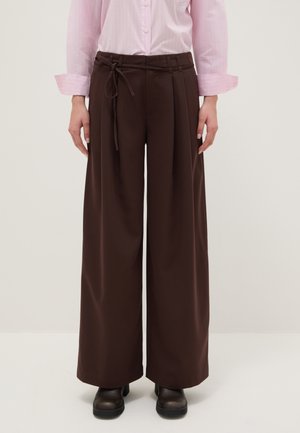 WIDE LEG - Pantalones - dark brown