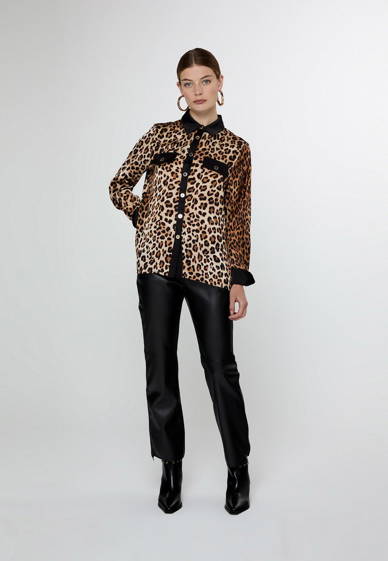 Camicia da Donna con Stampa Leopardata a Maniche Lunghe Camicia con Colletto da Donna vestibilità Perfetta Leggera alla Moda per Le Vacanze di Shopping (XL