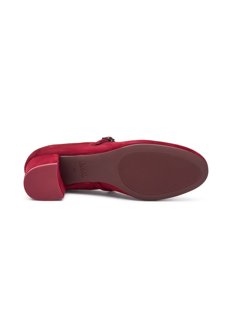 Siena Friulane Mary Jane Chaussures Plates Velours Bordeaux Femme - Cousues Main Italie
