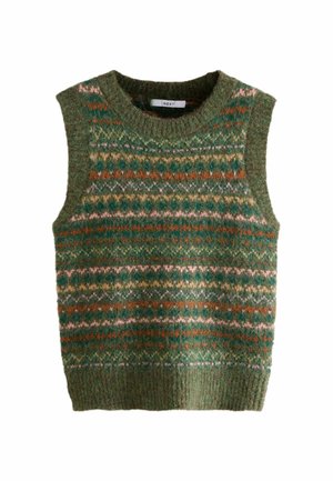 PATTERNED SLEEVELESS CREW NECK - REGULAR FIT - Strickpullover - green khaki