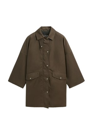 Massimo Dutti, WAXED-EFFECT PLAID-LINED JACKET - Short coat - dark green