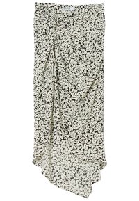 Hamelein floral-kuvioissa vaaleassa ja tummanruskeassa. Valmistettu kevyestä kankaasta, jossa on laskostuksia ja epäsymmetrinen helma.