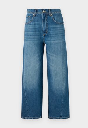 Bredde ben denim jeans i lys blå med en falmet vask, med fem lommer og lukking foran med knapp. Laget av bomull.