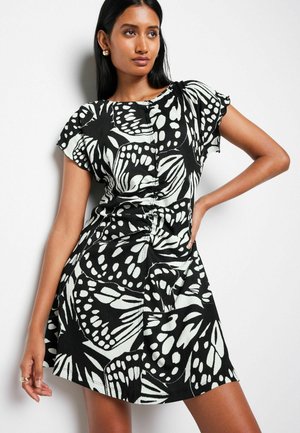 Next TEXTURED RUCHED FRONT REGULAR FIT - Jurk - mono abstract