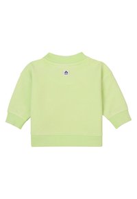 Ljusgrön, kort sweatshirt med ribbad krage och muddar. Har en liten logotags på baksidan. Slät bomullsmaterial.