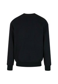 Zwarte sweatshirt met lange mouwen, ronde halslijn en geribbelde manchetten. Glad materiaal met een effen kleur en zonder zichtbare logo's of patronen.