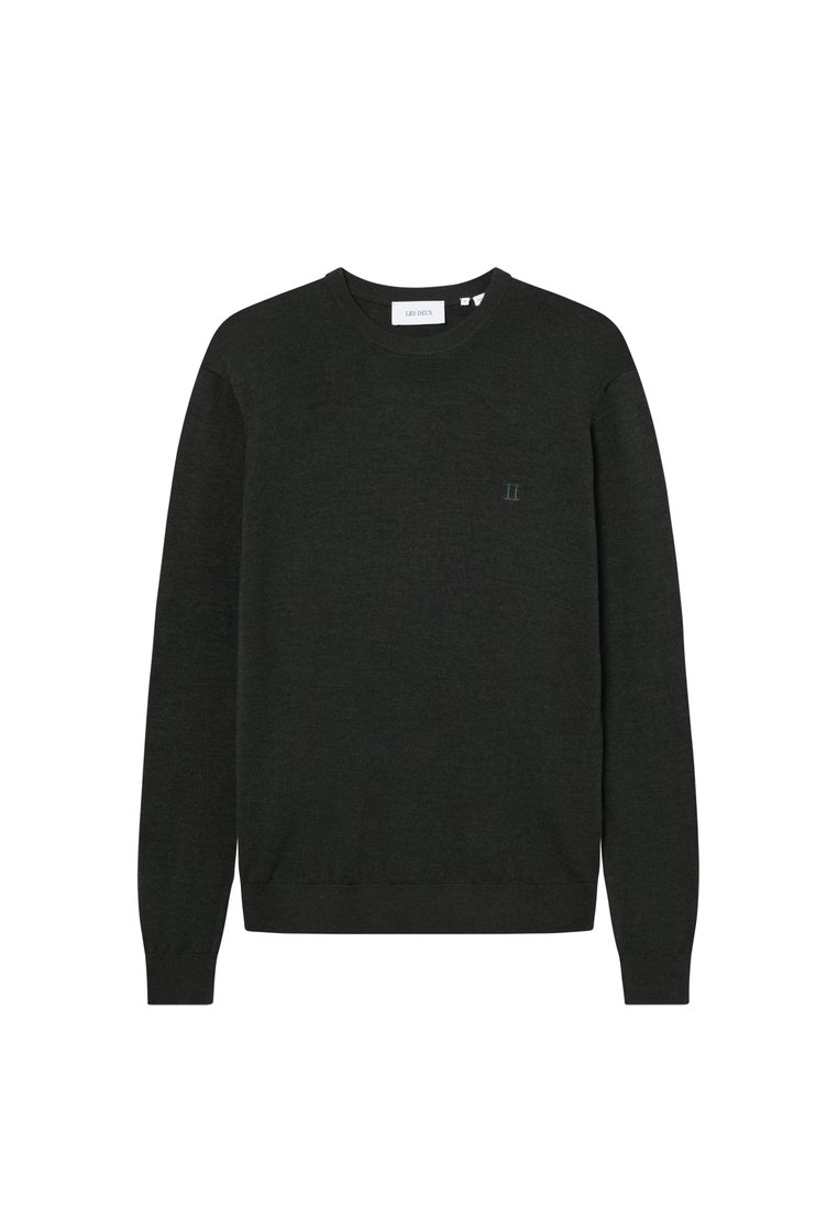 Tmavě zelený svetřík s dlouhými rukávy vyrobený z měkkého materiálu. Obsahuje kulatý výstřih a jemný detail loga na hrudi. Jednoduchý design.
