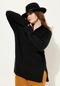 Ulla Popken TROYER COLLAR LONG SLEEVE - Maglione - black