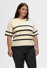 Selected Femme SLFMALINE-LILIANA 2/4 O-NECK - T-shirt basic - birch