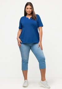 Ulla Popken A-LINIE HALBARM - Triko s potiskem - grey blue