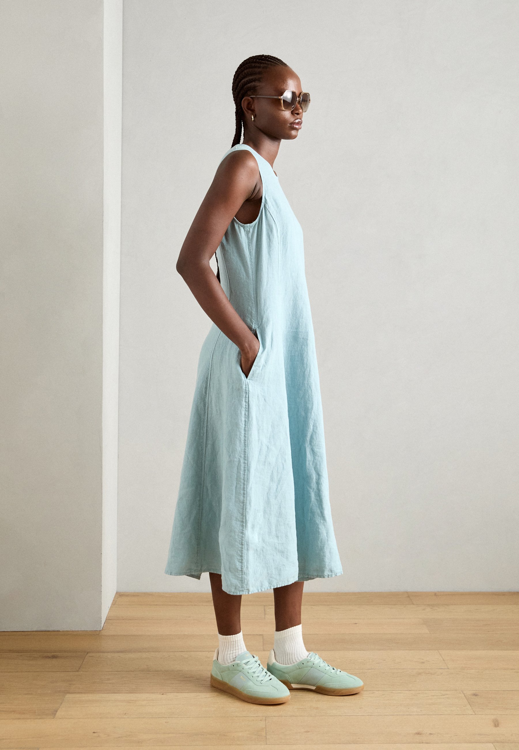 Marc O'Polo DRESS TANK STYLE FEMININE SHAPE MIDI LENGTH CUTLINES - Day dress - soft teal/green - Zalando Marc O'Polo DRESS TANK STYLE FEMININE SHAPE MIDI LENGTH CUTLINES - Day dress - soft teal/green - Zalando