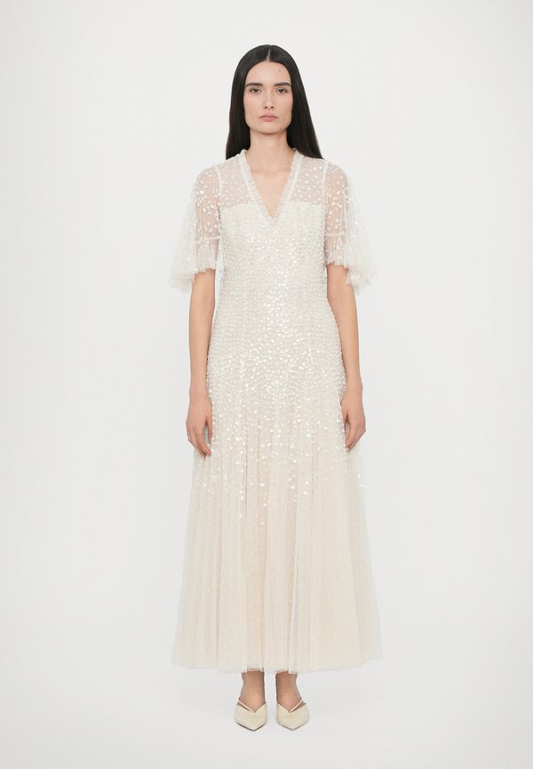 DAPPLED SEQUIN CAPE ANKLE GOWN - Occasion wear - cream