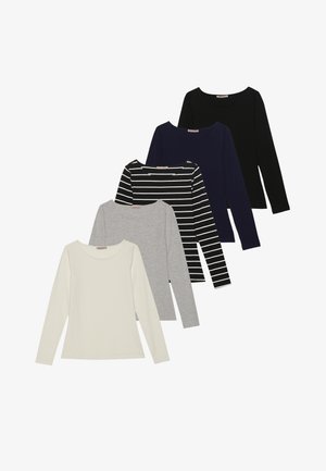 5 PACK - Top dugih rukava - black/off white/mottled grey