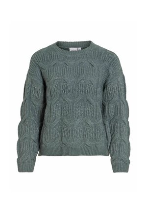 VILA, KNITTED PULLOVER VITOKO CABLE - Striktrøje - balsam green1