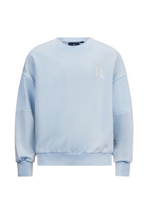 Felpa azzurra chiaro realizzata in un morbido tessuto, con polsini e orlo a costine, e un piccolo logo sulla parte anteriore. Design rilassato e dalla vestibilità ampia.