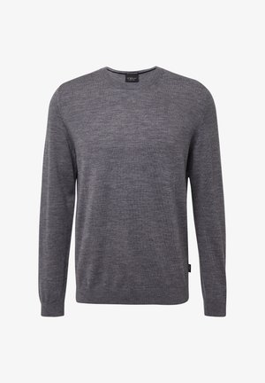 Heren grijs sweater met lange mouwen en ronde hals, gemaakt van fijne breiwerkstof, met ribgebreide manchetten en zoom.