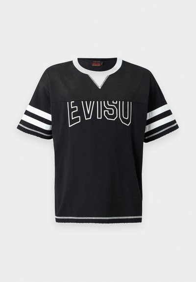 Evisu FRONT AND BACK PANELING AND CONTRAST STITCH - Triko s potiskem - black