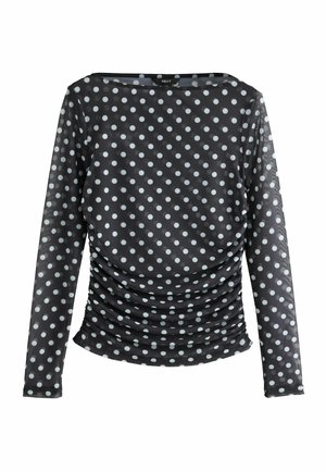 RUCHED SIDE LONG SLEEVE - Blúzka - black polka dot