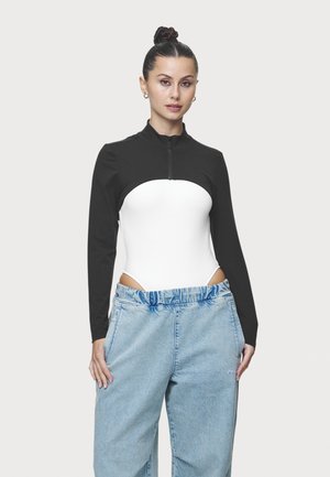 CELIA CROPPED ZIP LONGSLEEVE - Top s dlhým rukávom - black