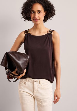 Street One TOP MIT RUNDHALS UND SCHULTERDETAIL - Débardeur - espresso brown