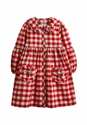 JoJo Maman Bébé, HEART POCKET DRESS - Skjortekjole - red gingham