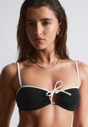 & OTHER STORIES, & OTHER STORIES TIE-FRONT BANDEAU BIKINI TOP - Haut de bikini - black white