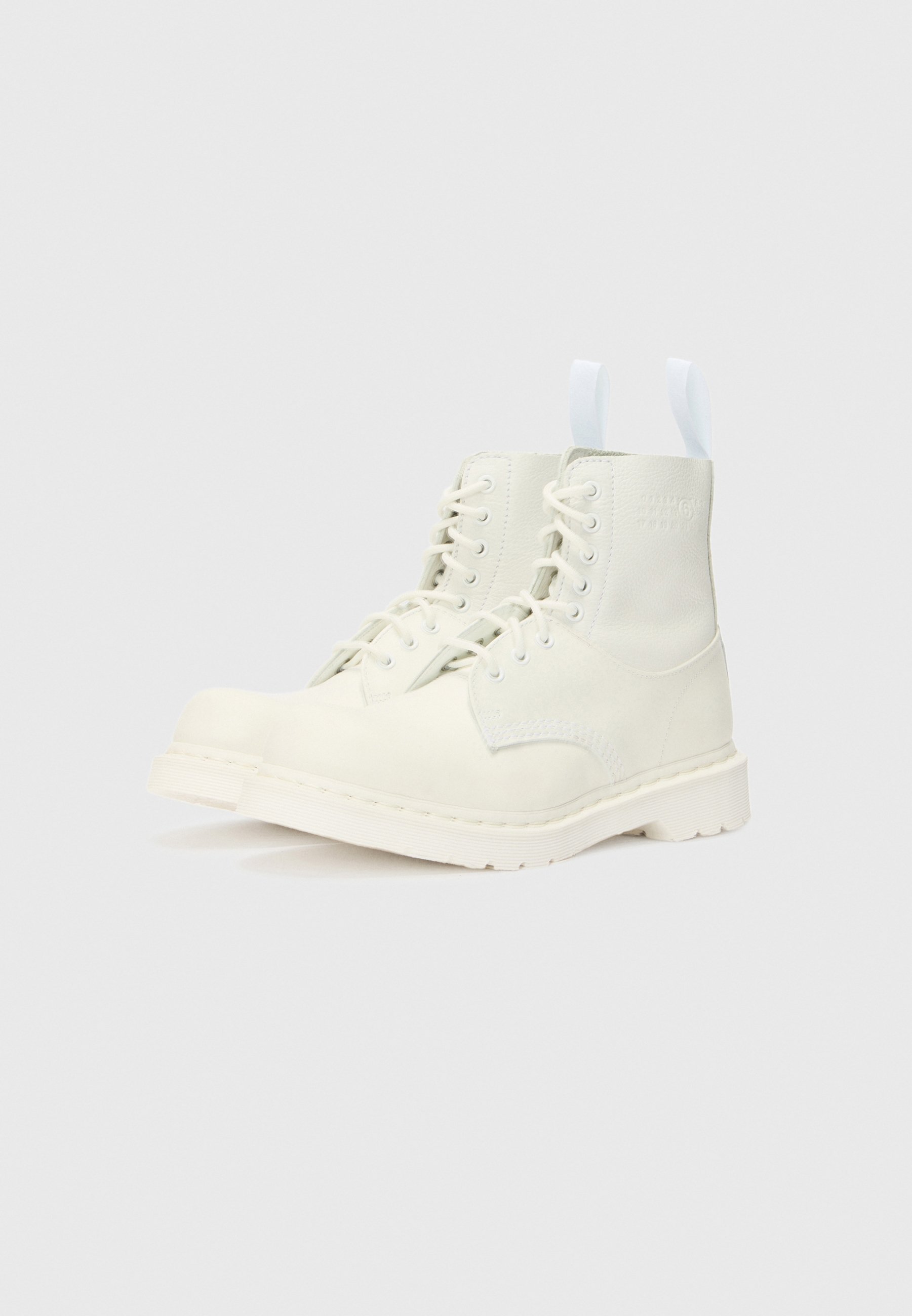 m*y様 【MM6】WHITE side ZIP ankle-BOOTS MM6 Maison Margiela Off-White Stitch-Out Leather Ankle Boots