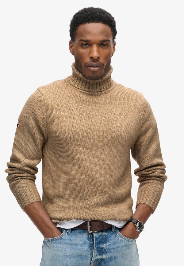 BRUSHED ROLL NECK - Strickpullover - humus beige
