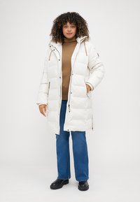Lauren Ralph Lauren Woman FAUX-FUR-TRIM HOODED DOWN COAT - Páperový kabát - cream